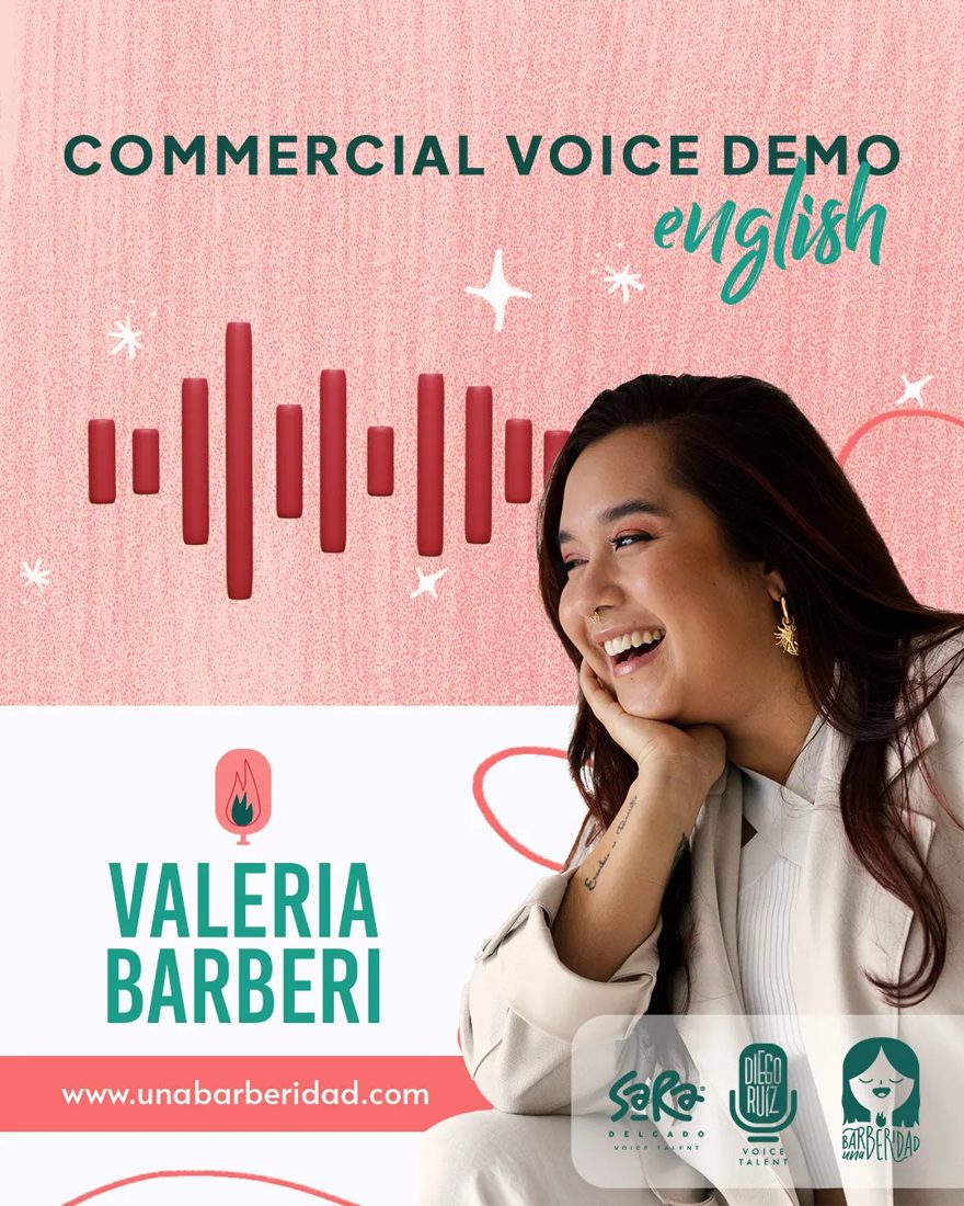 Valeria Barberi with a microphone — English commercial voice-over demo